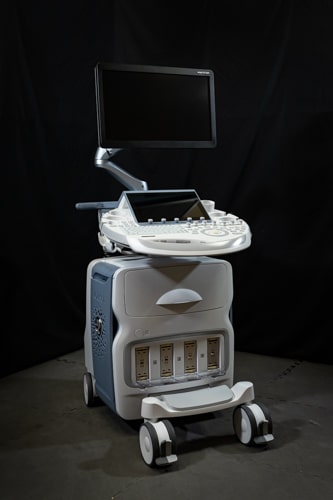 GE Voluson E10 refurbished ultrasound machine front view