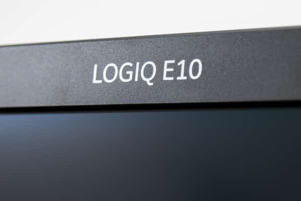 GE Logiq E10 closeup of product name